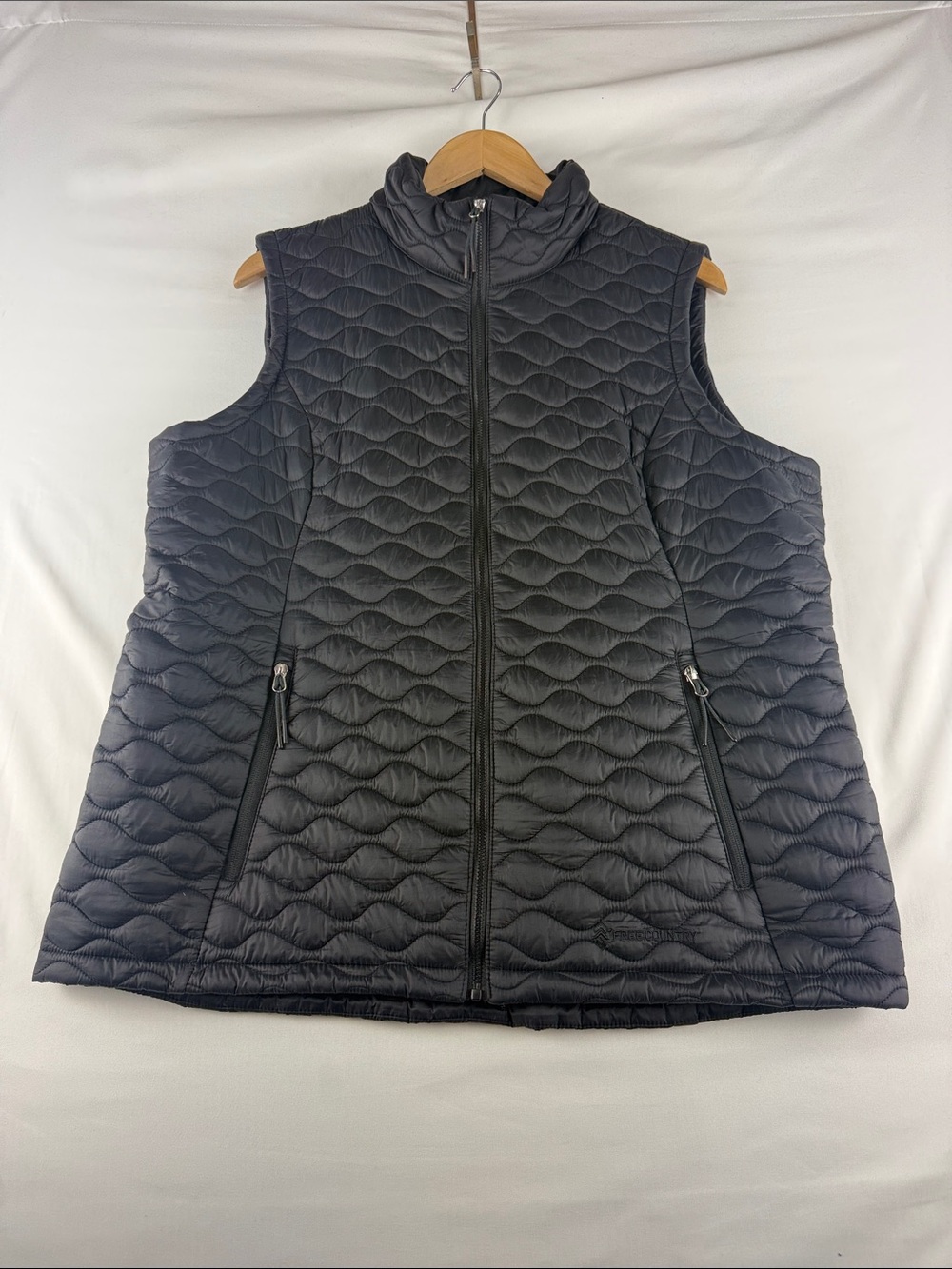 Free Country Black Vest Women's XL Lightweight Full Zip Like New